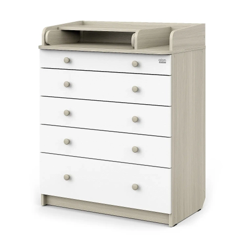 Комод Атон LEO ЛДСП 800/5 с органайзером шимо светлый-белый