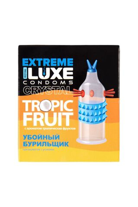 Стимулирующий презерватив  Убойный бурильщик  с ароматом тропических фруктов - 1 шт.