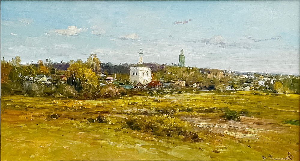 Плотников В.В. Суздаль. Ильинский луг. Холст, Масло. 2023г. Размер холста 40х70 см.