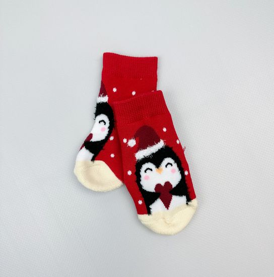 Носочки махровые Новогодние, Красные