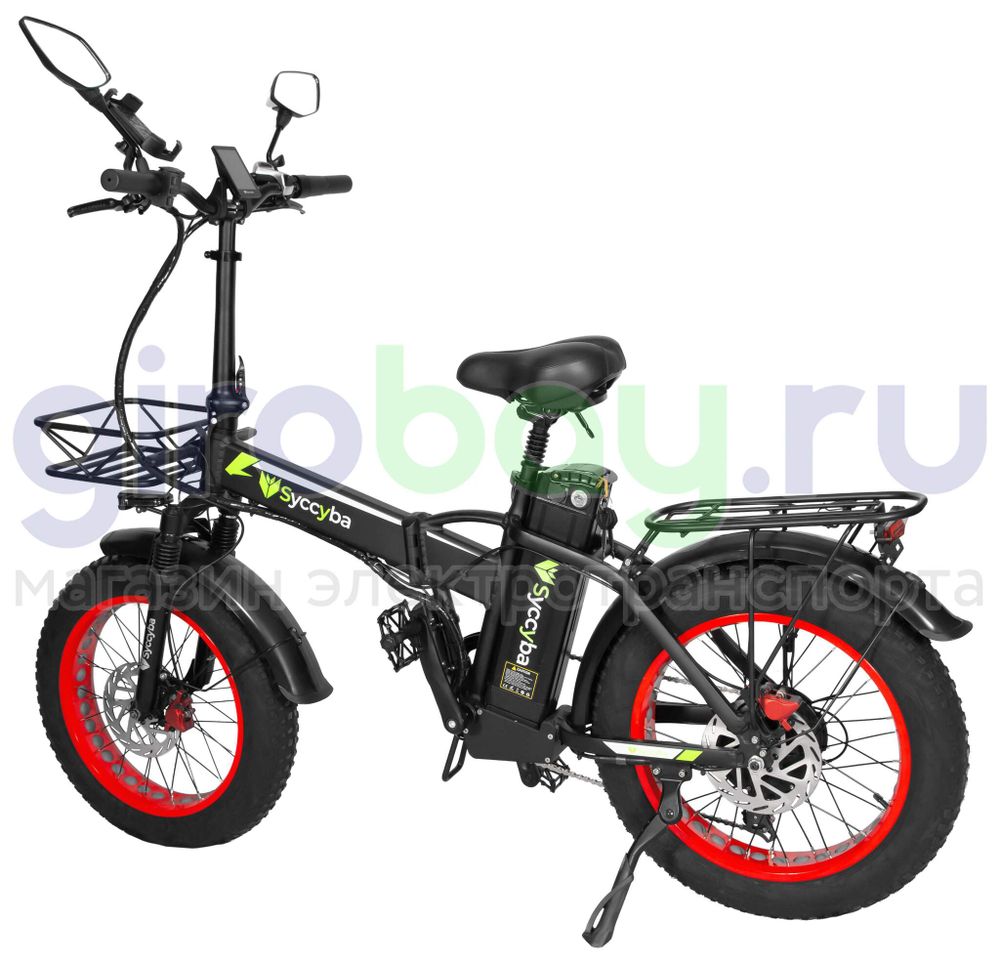 Электровелосипед Syccyba F10 Pro (48V/20Ah) - Красный обод фото №4