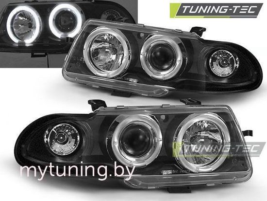 Передние фары Opel Astra F angel eyes black