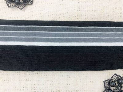 Подвязы трикотажные, ш. 7 см, L 127 см, чёрный с серым