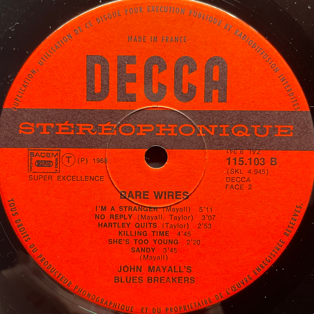 John Mayall's Blues Breakers – Bare Wires (Франция 1972г.)