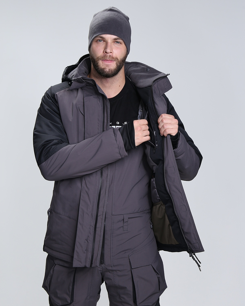 Костюм "PRO ANGLER" -15 (Таслан, Серо-Чёрный) TRITON