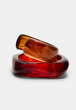 STRADIVARIUS Набор из 2 жестких браслетов, горчичный