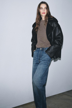 ZARA КУРТКА-ДУБЛЕНКА — ZW COLLECTION, ЧЕРНЫЙ