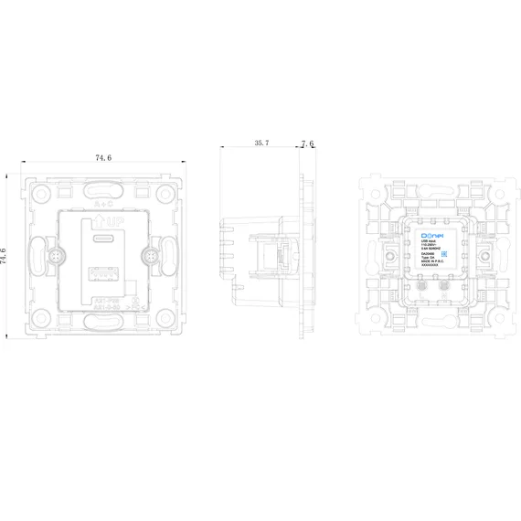 Donel R98 USB зарядное устройство DC 5-12V, 1.67-3A, макс.20W, типа A+С, серия DA