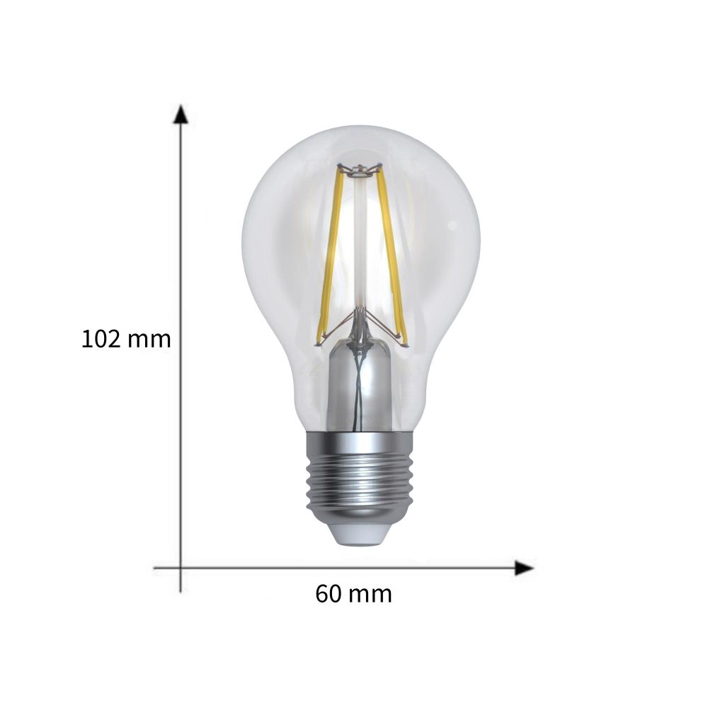 LED-A60-10W-3000K-E27-CL-DIM GLA01TR Лампа светодиодная диммируемая. Форма А. прозрачная. Серия Air. Теплый белый свет 3000K. Картон. ТМ Uniel.