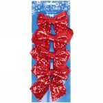 Бант на ёлку «Блеск» 12*14 см (набор 4 шт), Красный