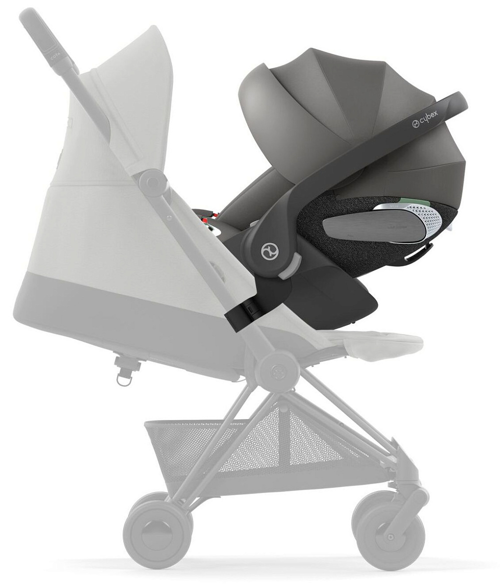 Коляска Cybex Coya Matt Black Frame Cloud T i-Size Mirage Grey Plus Leaf Green с дождевиком и бампером