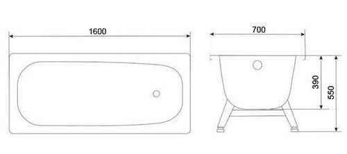 Ванна стальная Loranto 160х70 пристенная (85365)