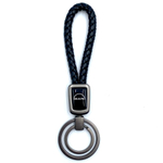 Брелок для ключей кожаный с эмблемой Man (кожзам, косичка, двойное кольцо, черный цвет)