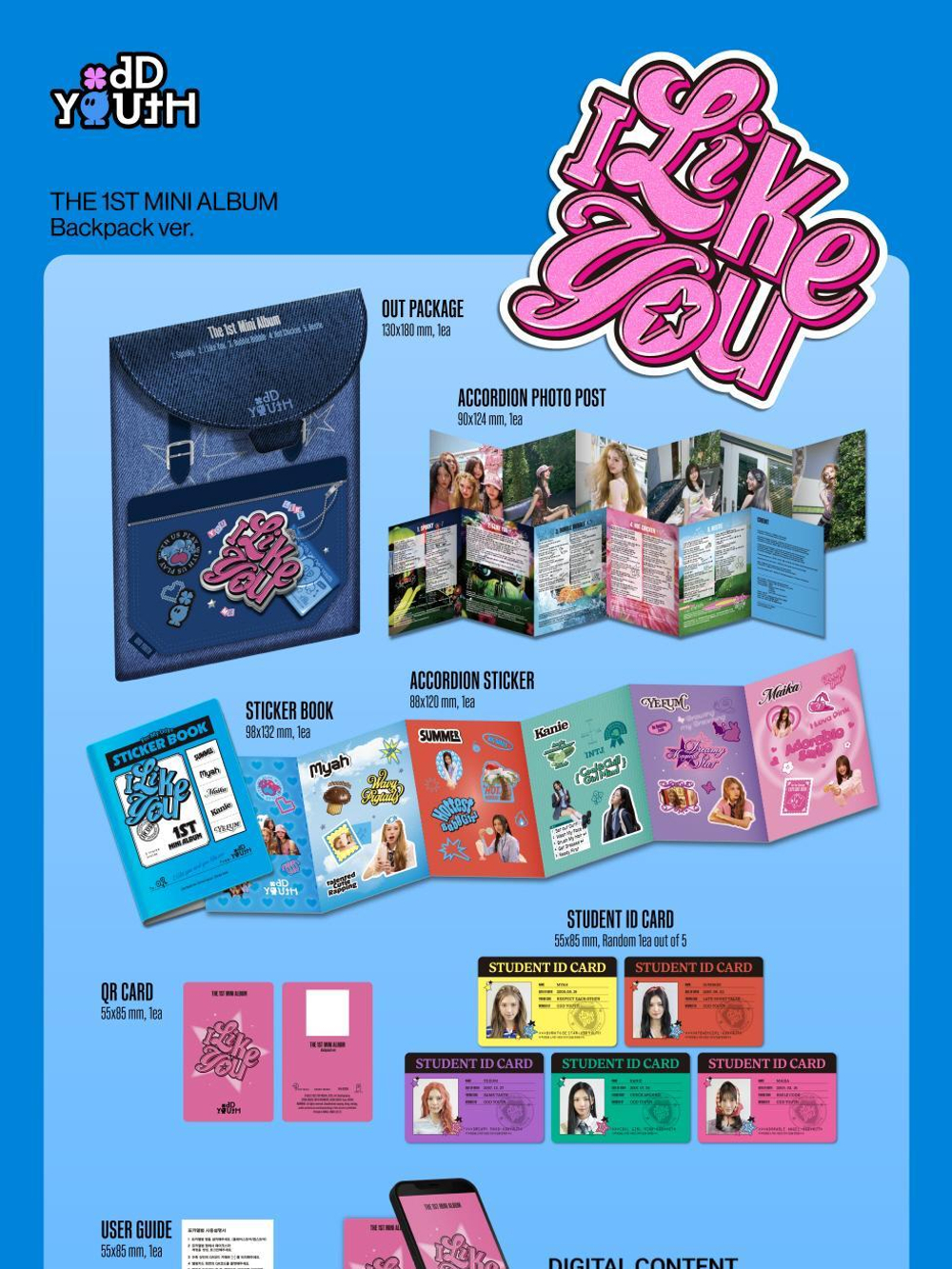 Альбом ODD YOUTH - I LIKE YOU 1st Mini Album BACKPACK Version