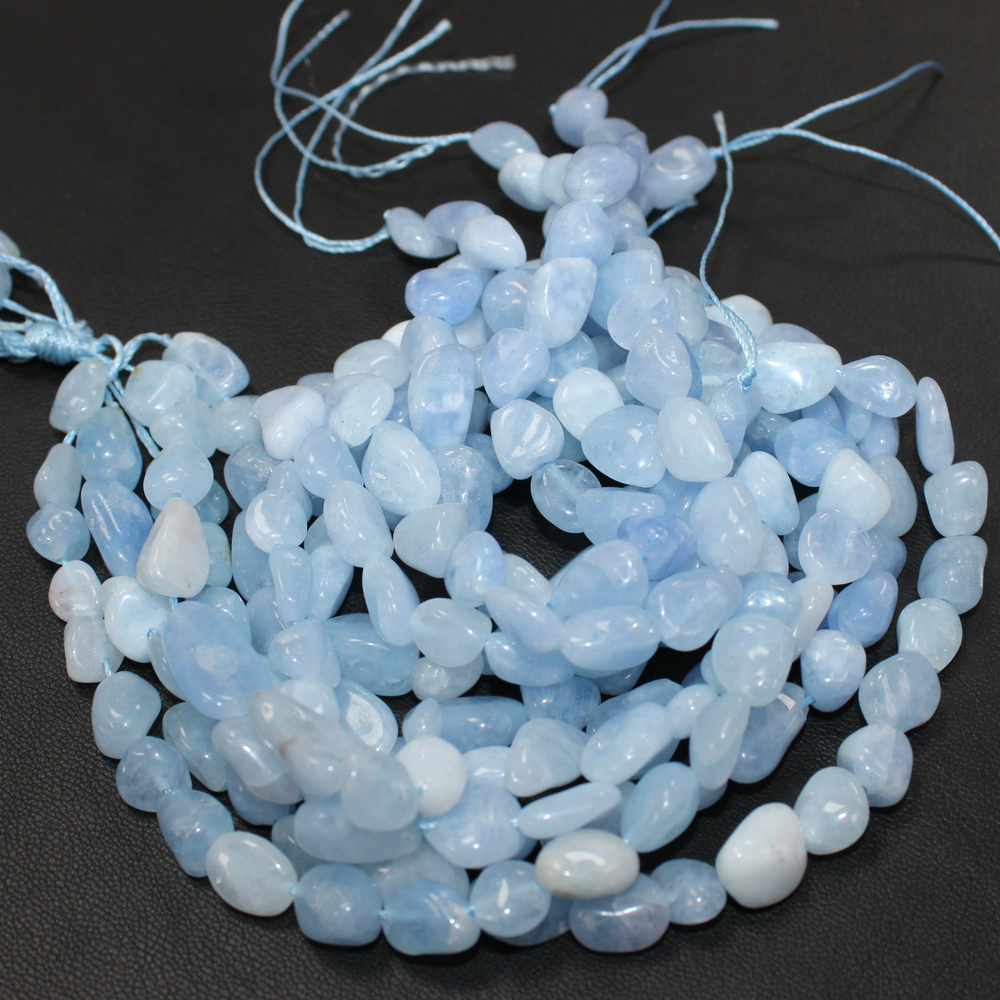 Аквамарин А галтовка бусины 6-8мм