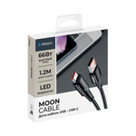 Дата-кабель Moon USB – Type-C, 1.2 м, 66Вт, 6А,черный