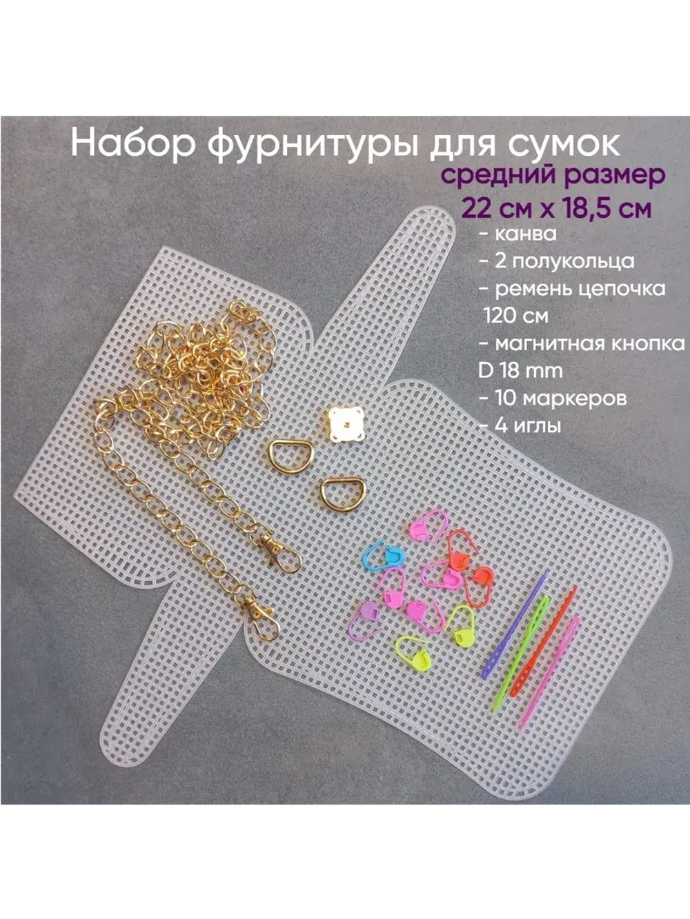 Набор для сумки пластиковая канва и фурнитура