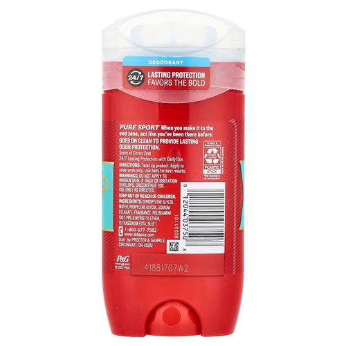 Old Spice, Pure Sport, дезодорант, цитрусовая цедра, 85 г (3 унции)