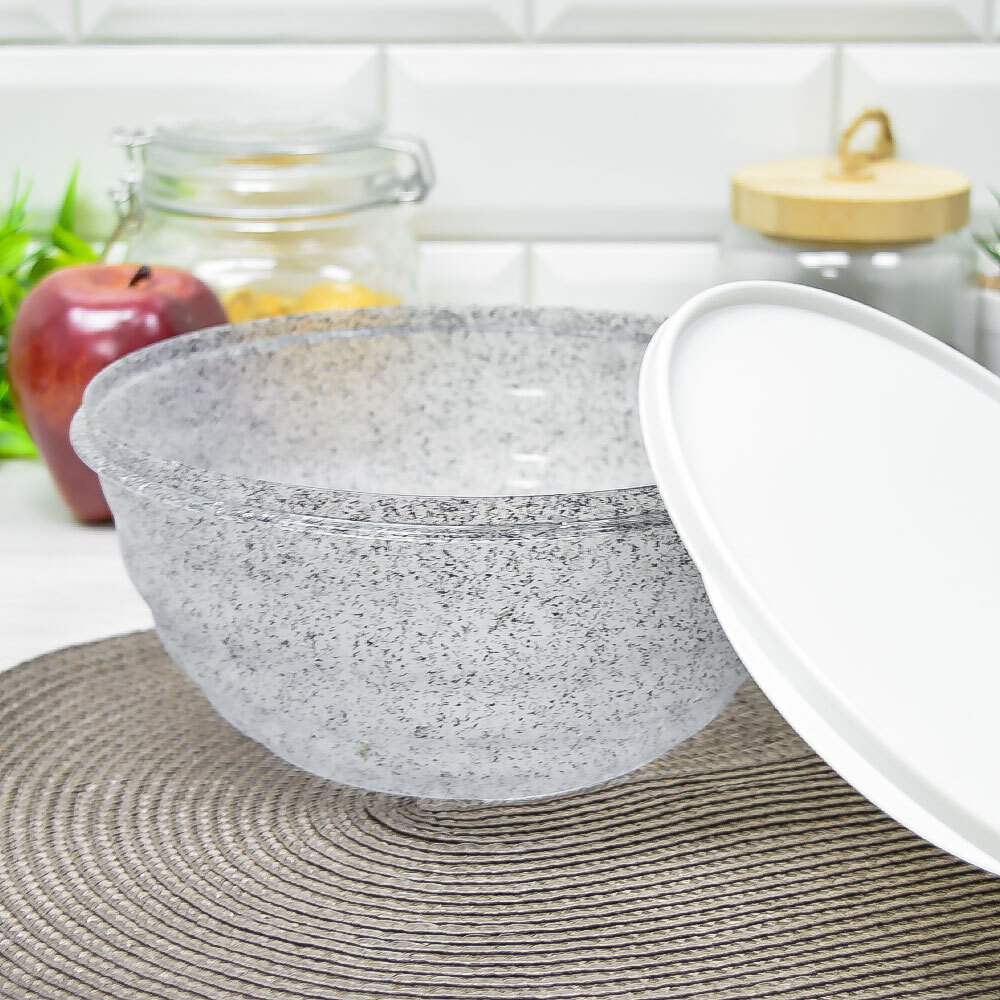 Миска 2,1л с крышкой "Latina" (гранит светло-серый)