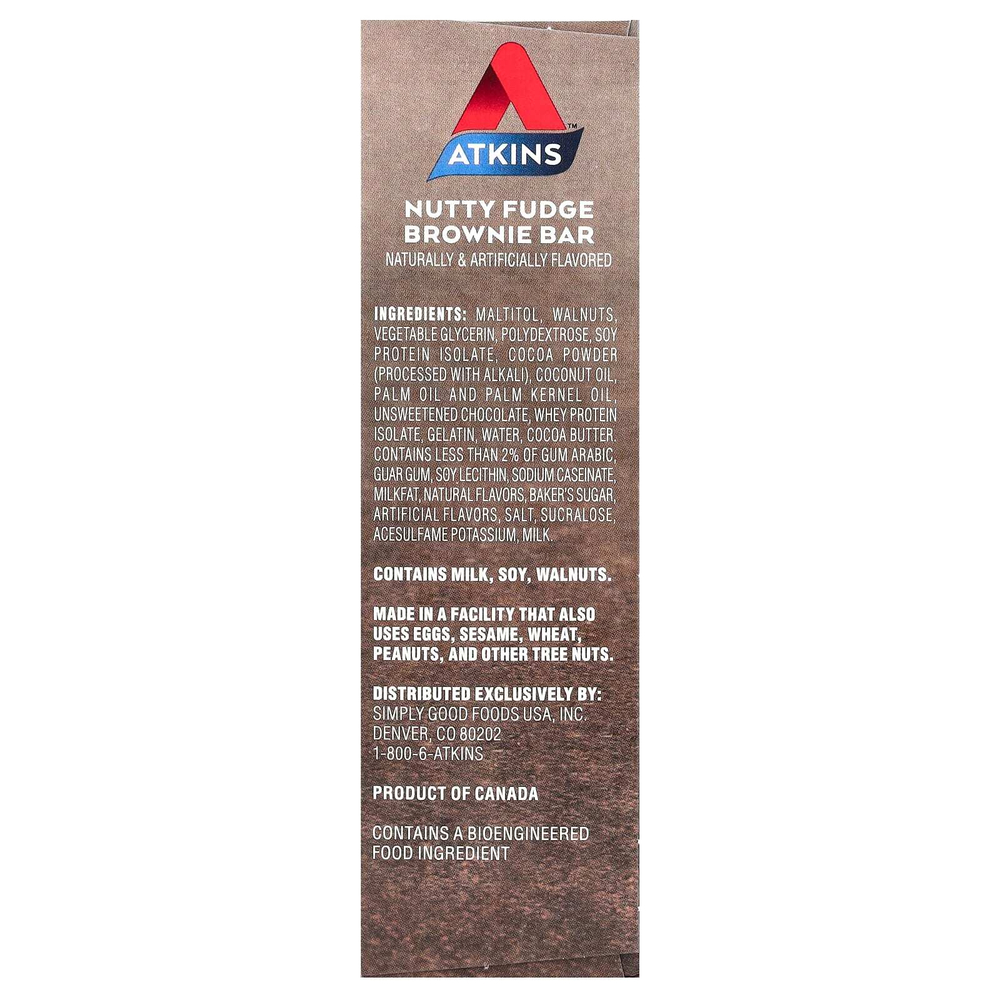 Atkins, Endulge, брауни с орехами, 5 батончиков, 1.41 унции (40 г) каждый
