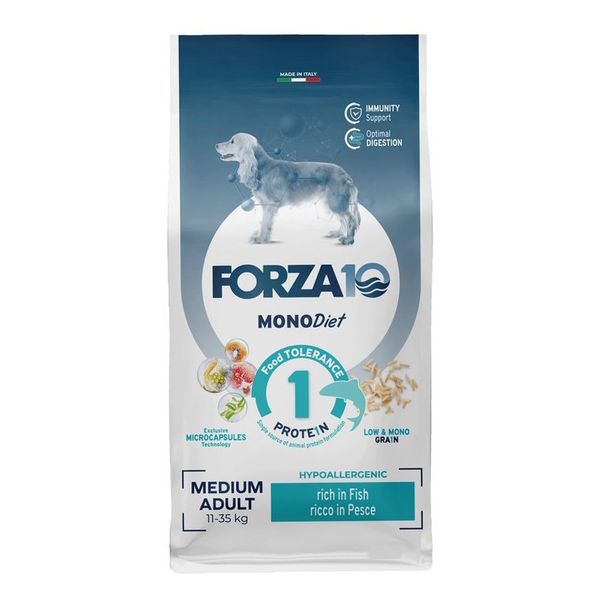 Сухой гипоаллергенный корм Forza 10 Monodiet Adult MEDIUM Dog Fish для собак средних пород с рыбой