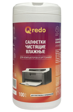 Салфетки чистящие влажные Qredo для компьютеров и оргтехники, 100 штук в тубе