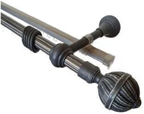 Карниз круглый 2-х рядный Металл Комбо "Волшебная палочка" д28мм, 2,4м Серый