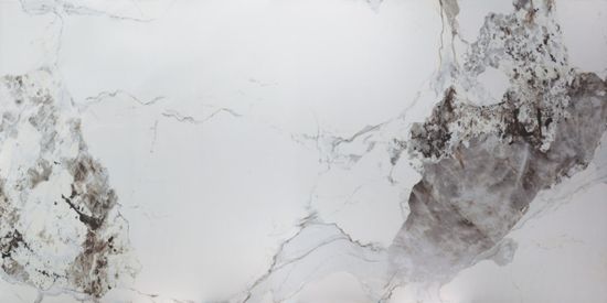 Стол обеденный раздвижной круглый D120-180х79 столешница керамика / Callacata глянц / белый муар