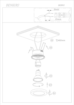 DK3012-BK Встраиваемый светильник влагозащ., IP 44, 50 Вт, GU10, черный, алюминий