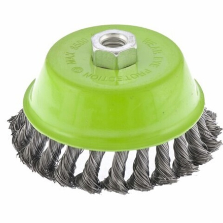 Щетка для УШМ, 10 мм, М14, "чашка", крученая металлическая проволока. СИБРТЕХ