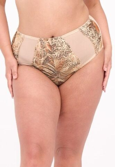 Оригинальные трусики-слипы из сетки с принтом (Размер: L) (Цвет: телесный)