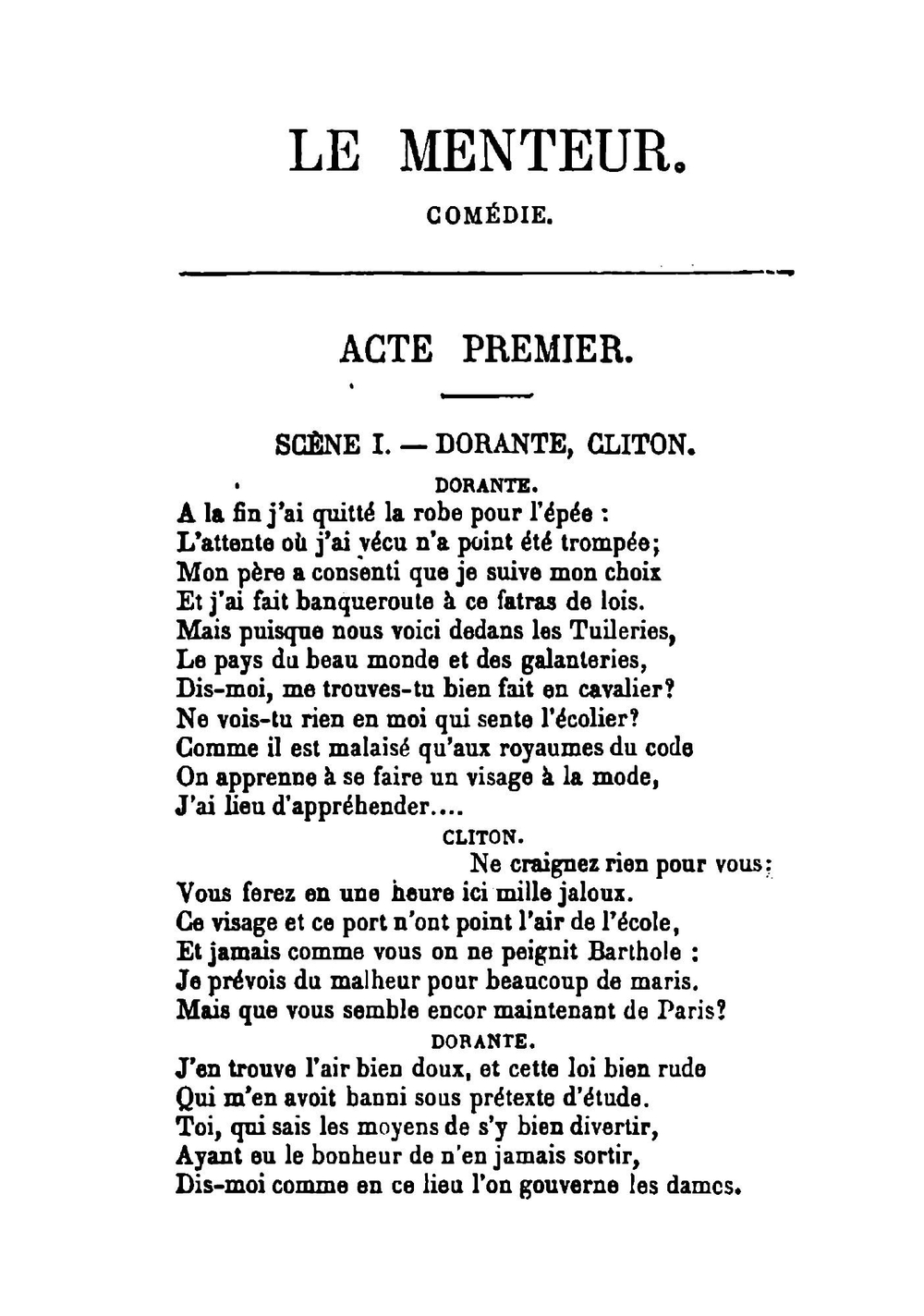 Le menteur | Pierre Corneille
