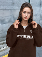 Толстовка женская с зип-воротником "Saint Petersburg" коричневый