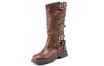 Honey GIRL Leather Mid Calf Boots Women"s Brown