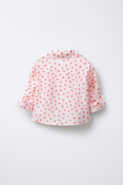 ZARA РУБАШКА С ПРИНТОМ, МЯГКИЙ РОЗОВЫЙ