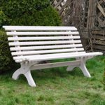 Скамейка садовая, 150х74х83, Осло, со спинкой, из массива дерева, белый, Dipriz
