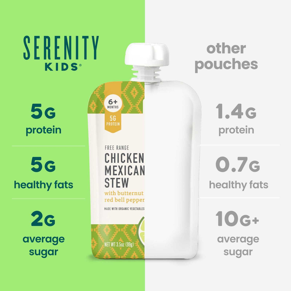 Serenity Kids, рагу по-мексикански с курицей, выращенной в естественных условиях, с мускатным орехом и красным болгарским перцем, для детей от 6 месяцев, 99 г (3,5 унции)