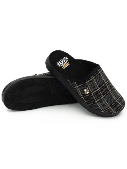 508M | "Ivan Zima" | Мужские тапочки-сабо (серый клетчатый)