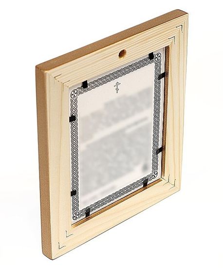 Купить икону Великомученик и целитель Пантелеимон в рамке с узором 14,5*16,5 см недорого