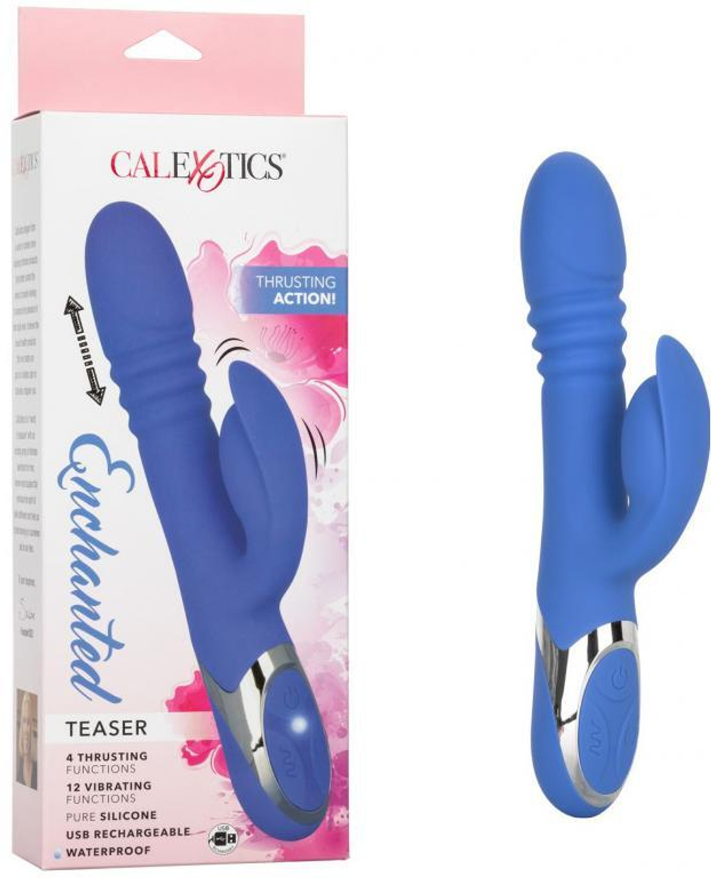 Синий вибромассажер-кролик Enchanted Teaser - 23 см. (Цвет: синий)