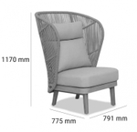 Лаунж-кресло плетеное с высокой спинкой Tagliamento Mali, натуральный, синий, белый