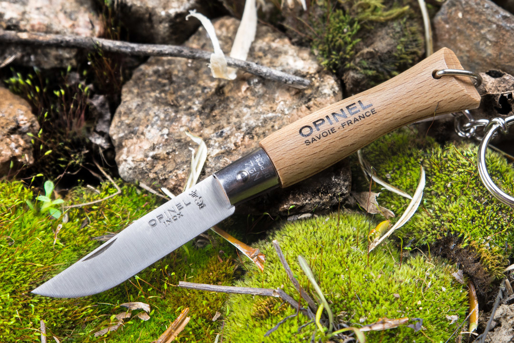 Нож-брелок Opinel №4, нержавеющая сталь, бук