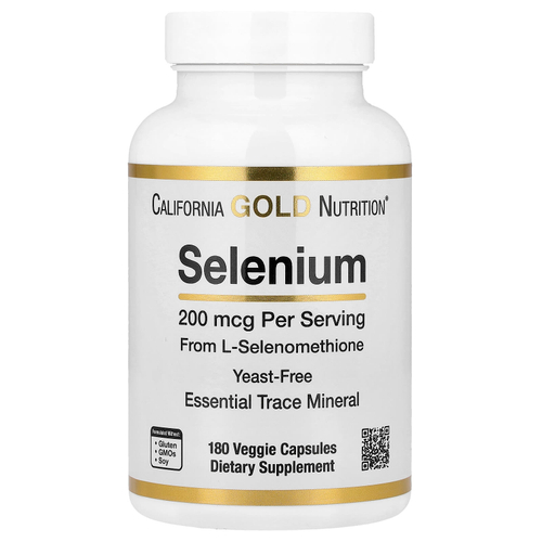 California Gold Nutrition, селен, бездрожжевой, 200 мкг, 180 вегетарианских капсул