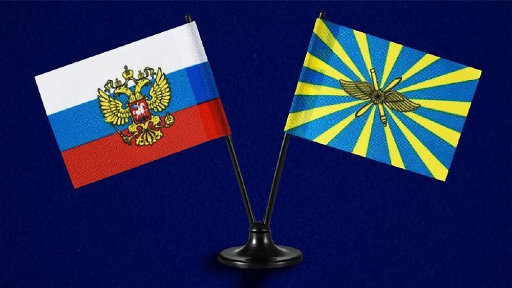 Флажок двойной на подставке РФ ВКС