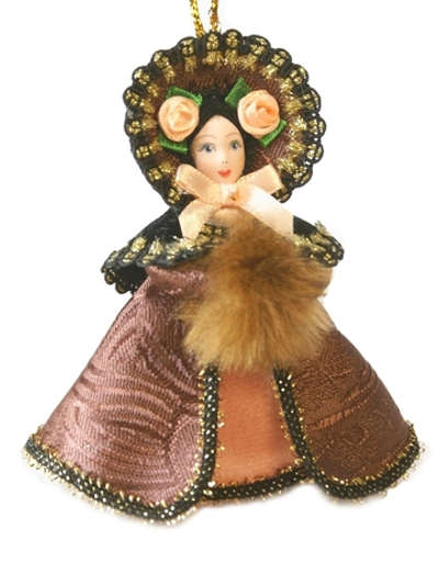 Кукла-подвеска Девушка пушкинской эпохи с муфтой