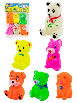 Пищалки для купания "Животные игрушки" в пакете, 6 предметов