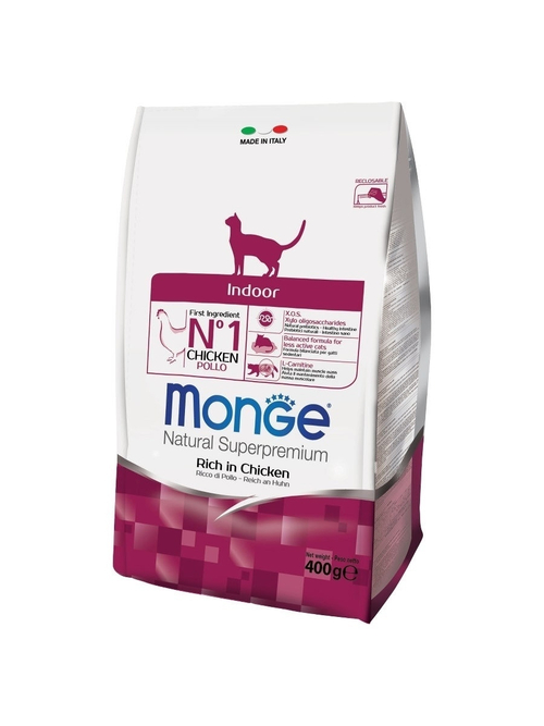 Сухой корм Monge Indoor для кошек живущих в помещении, курица, 400 г