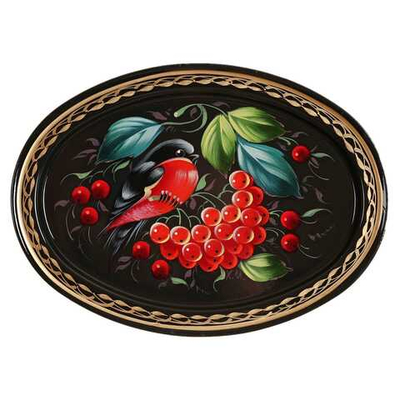 Жостовский поднос декоративный, размер 17х12 см (A2), металлический