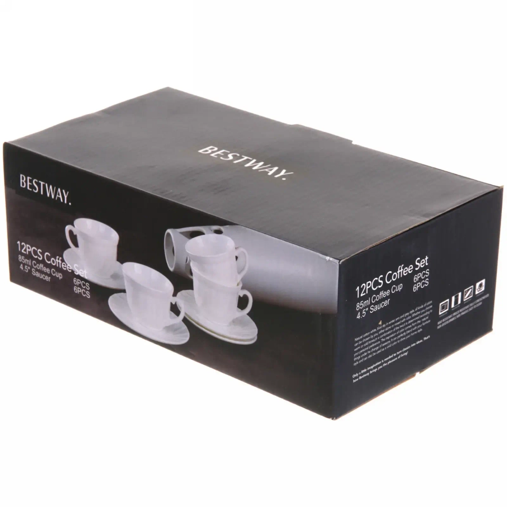 Кофейный набор 12 предметов «White magic» (6кружек 85мл+6блюдец) Волна