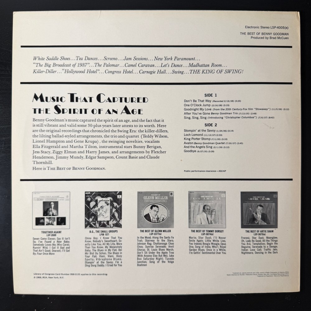 Benny Goodman ‎– The Best Of Benny Goodman (Германия 1969г.)